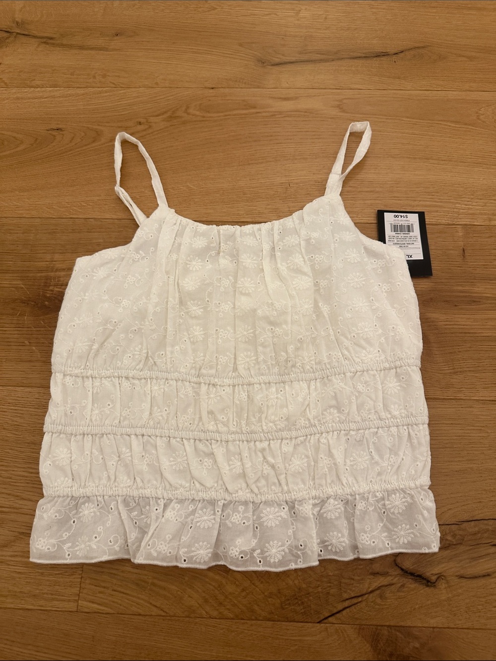 art class White Eyelet Ruffle Cami size 14 NWT